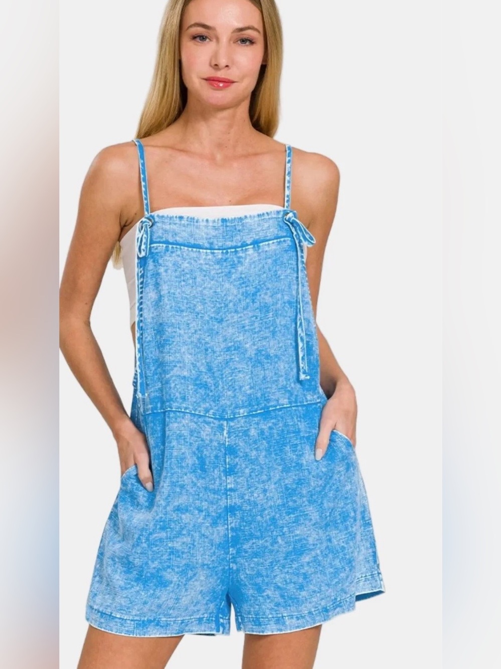 Zenana-Washed Linen Knot Strap
Romper / DEEP SKY - Picture 1 of 4